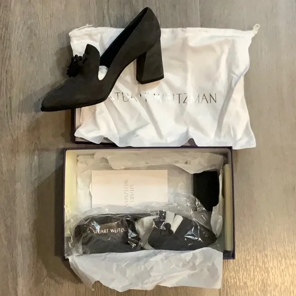 NWT Stuart Weitzman Size 7 “Broom” Slate Suede Shoes - BRAND NEW WITH BOX! - Picture 5 of 9
